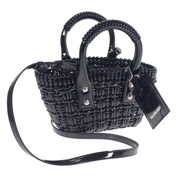 439033 01 Balenciaga Bistro Basket 2way Bag Calfskin Black