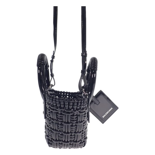 439033 05 Balenciaga Bistro Basket 2way Bag Calfskin Black