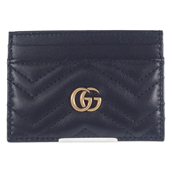 439048 02 Gucci GG Marmont Card Case Leather Black