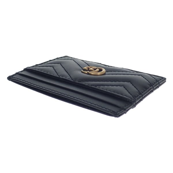 439048 04 Gucci GG Marmont Card Case Leather Black