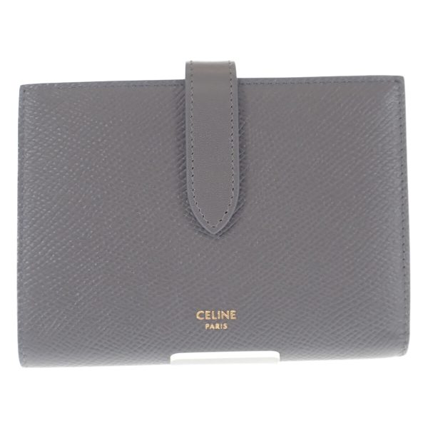 439119 02 Celine Medium Strap Bifold Wallet Calfskin Gray