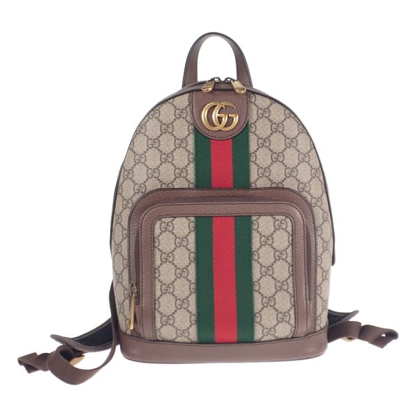 439270 02 Gucci Ophidia GG Backpack Rucksack Beige Ebony