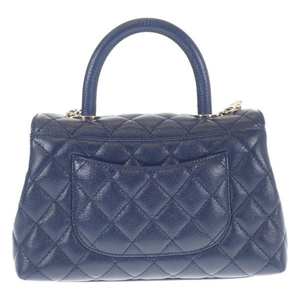 439276 03 Chanel Coco Small Top Handle 2way Bag Navy