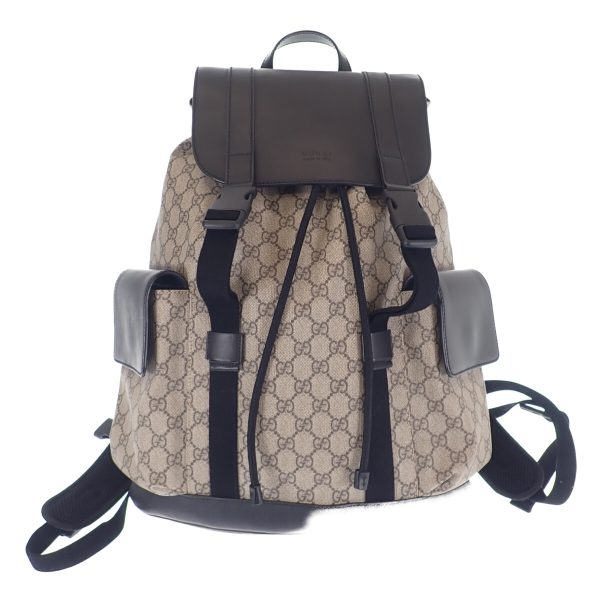 439425 02 Gucci GG Supreme Backpack Rucksack Beige Black