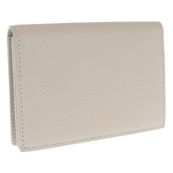 439480 01 Saint Laurent Business Card Case Leather White