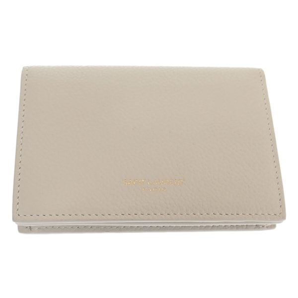 439480 02 Saint Laurent Business Card Case Leather White