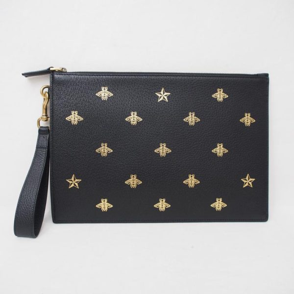 43958 2 Gucci Beastar Clutch Bag Black