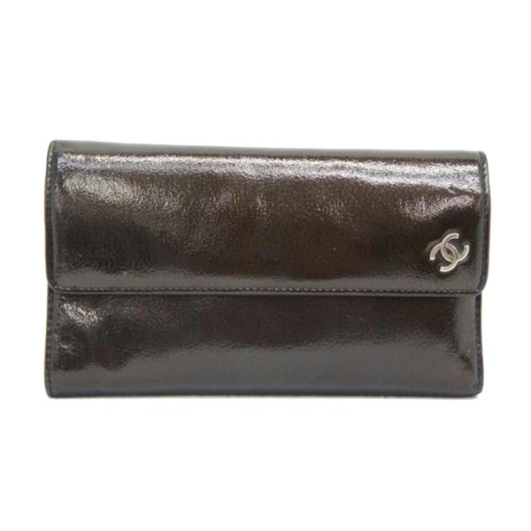 43990 1 Chanel Enamel Wallet Black