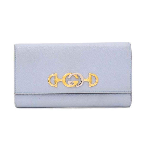 44016 1 Gucci Zumi Bifold Long Wallet Blue