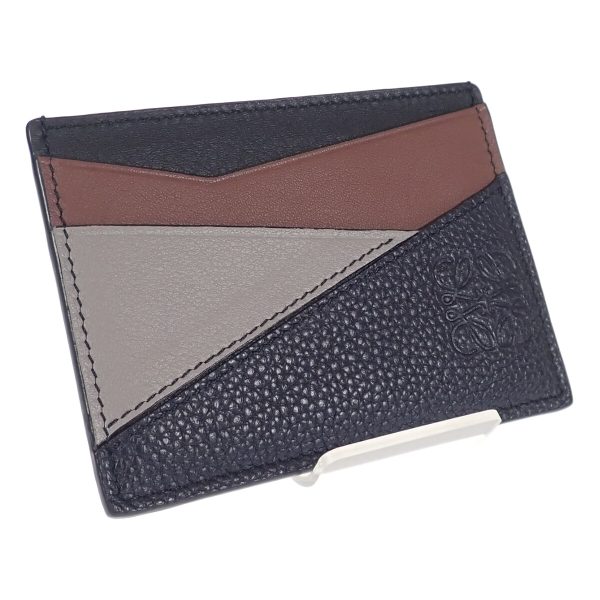 440462 01 Loewe Puzzle Plain Card Holder Black Brown Gray