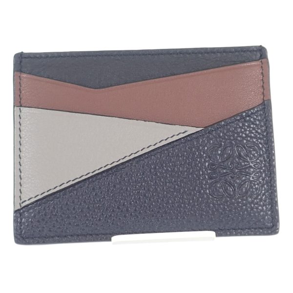 440462 02 Loewe Puzzle Plain Card Holder Black Brown Gray