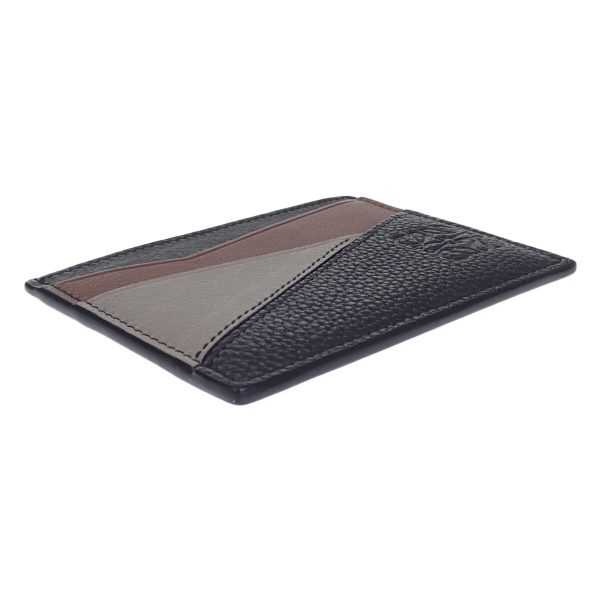 440462 04 Loewe Puzzle Plain Card Holder Black Brown Gray