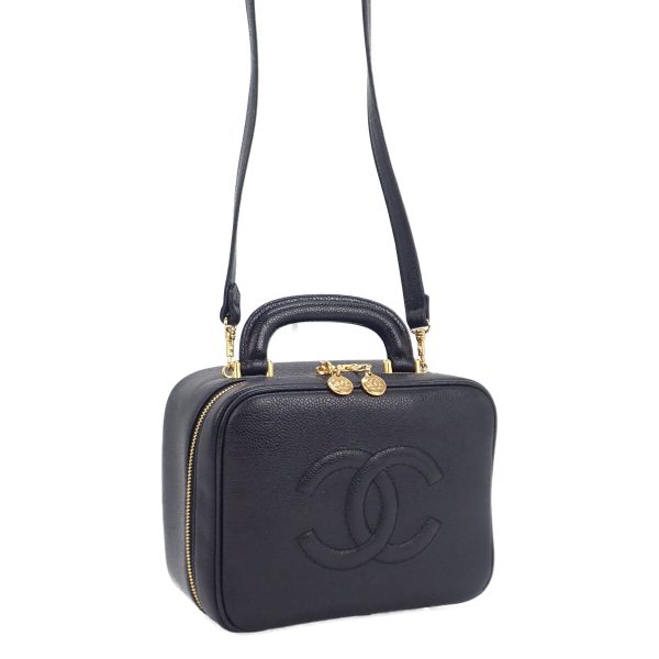 440571 01 Chanel 2way Vanity Bag Here Mark Shoulder Black