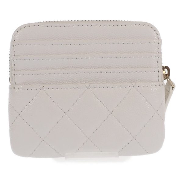 440603 02 Chanel Zip Coin Purse Card Case Wallet White