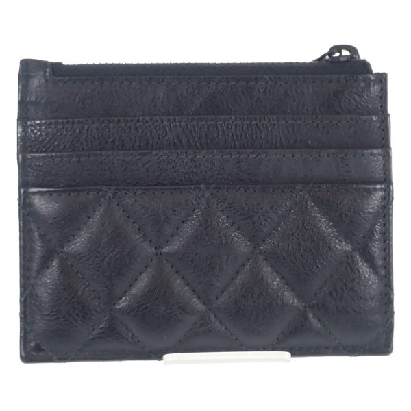 440776 03 Chanel Matelasse Card Coin Case Calfskin Black