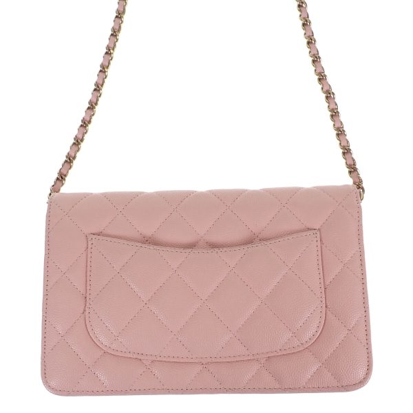 440785 03 Chanel Matelasse Classic Chain Wallet Caviar Pink