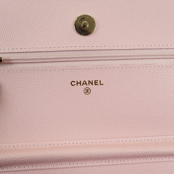 440785 06 Chanel Matelasse Classic Chain Wallet Caviar Pink