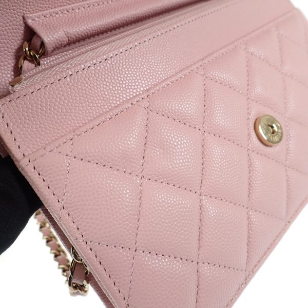 440785 07 Chanel Matelasse Classic Chain Wallet Caviar Pink