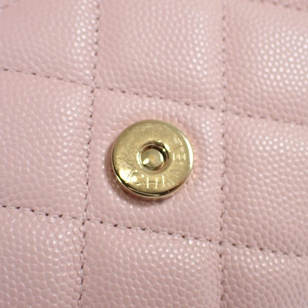 440785 08 Chanel Matelasse Classic Chain Wallet Caviar Pink