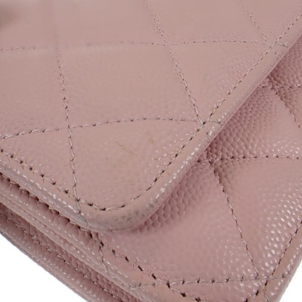 440785 11 Chanel Matelasse Classic Chain Wallet Caviar Pink