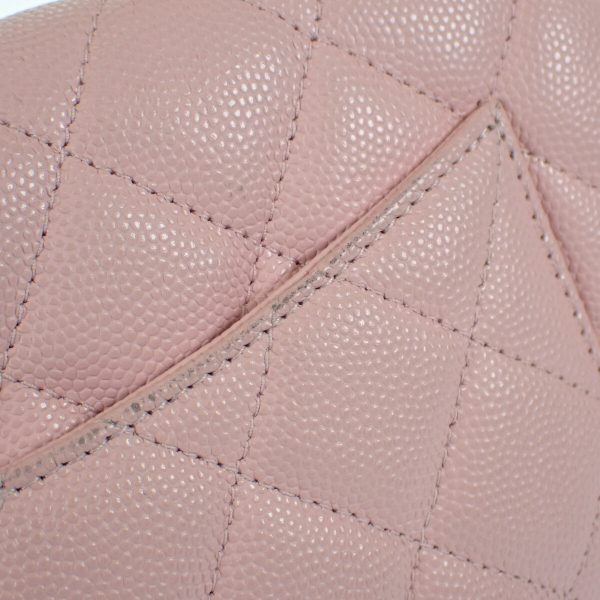 440785 13 Chanel Matelasse Classic Chain Wallet Caviar Pink