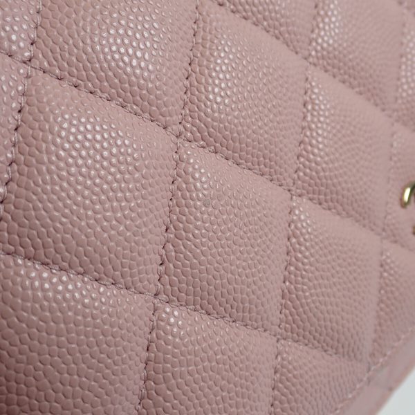 440785 14 Chanel Matelasse Classic Chain Wallet Caviar Pink