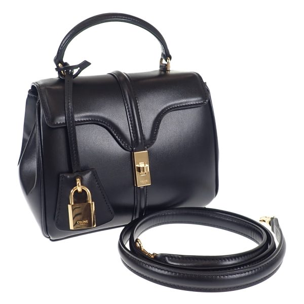 440947 01 Celine Mini 16 Saise Handbag Shoulder 2way Black