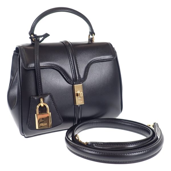 440947 02 Celine Mini 16 Saise Handbag Shoulder 2way Black