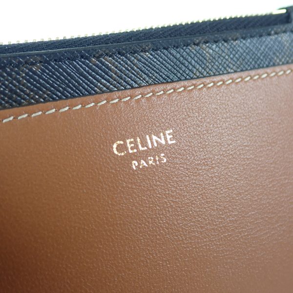 440971 06 Celine Zip Card Holder Case Business Brown