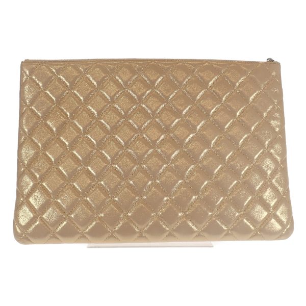 441014 02 Chanel Star Motif Clutch Bag Metallic Gold