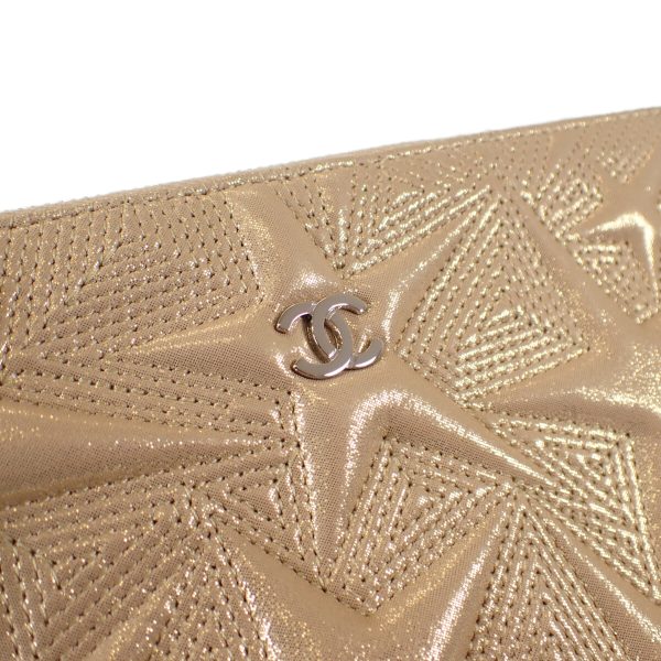 441014 06 Chanel Star Motif Clutch Bag Metallic Gold