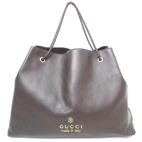 44115 1 Gucci Leather Large Tote Bag Brown