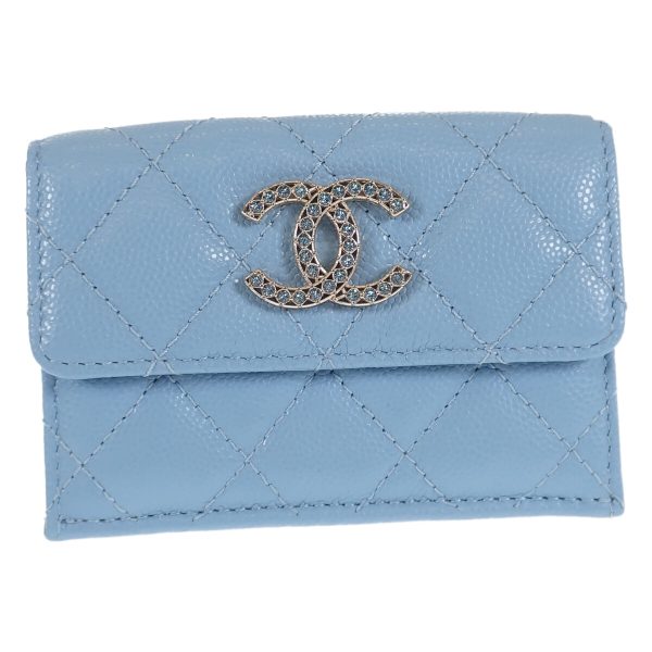 441172 02 Chanel Cocomark Small Flap Tri fold Wallet Blue