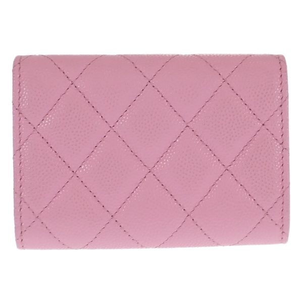 441196 03 Chanel Matelasse Flap Tri fold Wallet Pink Green