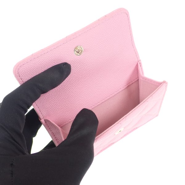 441196 09 Chanel Matelasse Flap Tri fold Wallet Pink Green