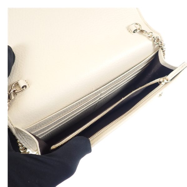 441353 05 Gucci Soho Chain Wallet Shoulder Clutch White