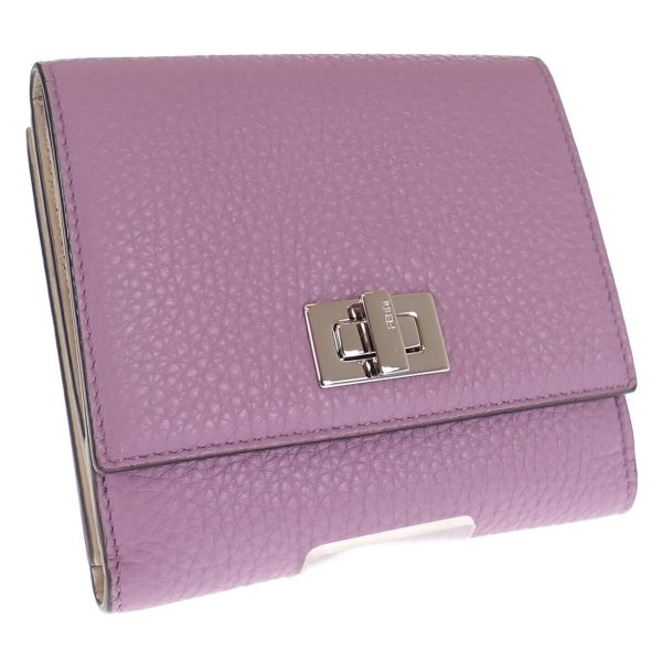 441487 01 Fendi Peekaboo Trifold Wallet Calfskin Purple