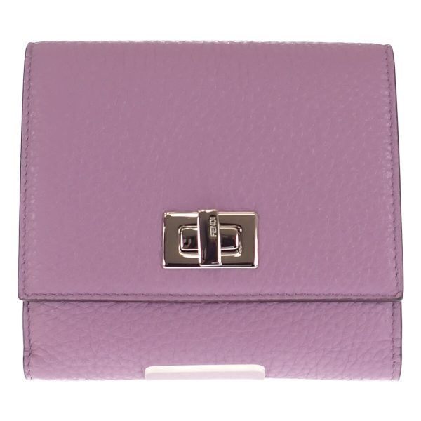 441487 02 Fendi Peekaboo Trifold Wallet Calfskin Purple