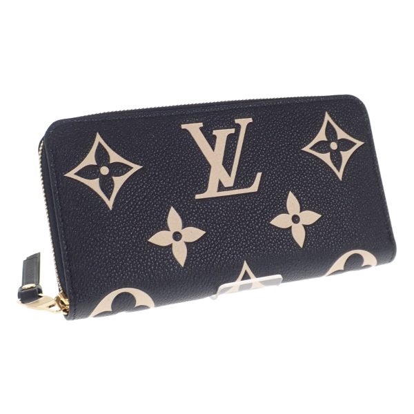 441663 01 Louis Vuitton Zippy Long Round Wallet Black Beige