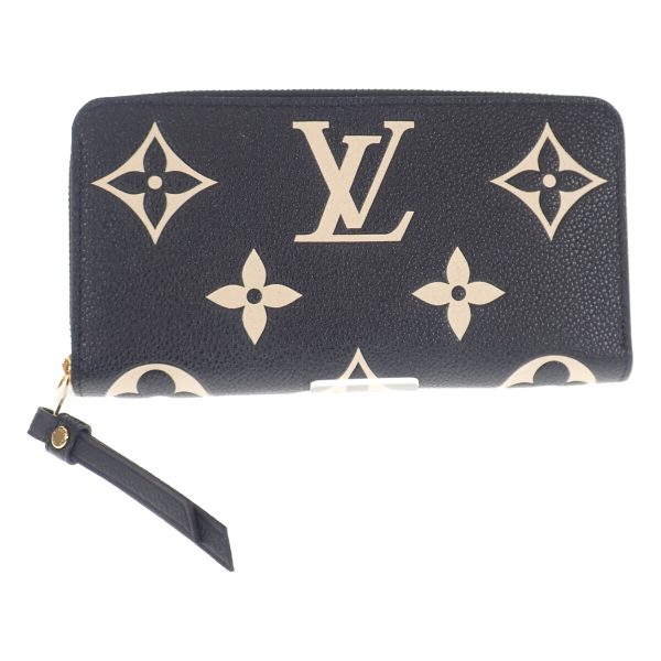 441663 02 Louis Vuitton Zippy Long Round Wallet Black Beige