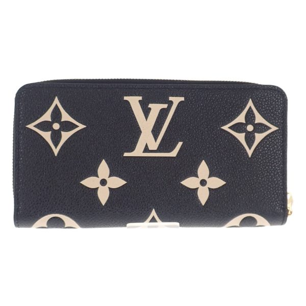 441663 03 Louis Vuitton Zippy Long Round Wallet Black Beige