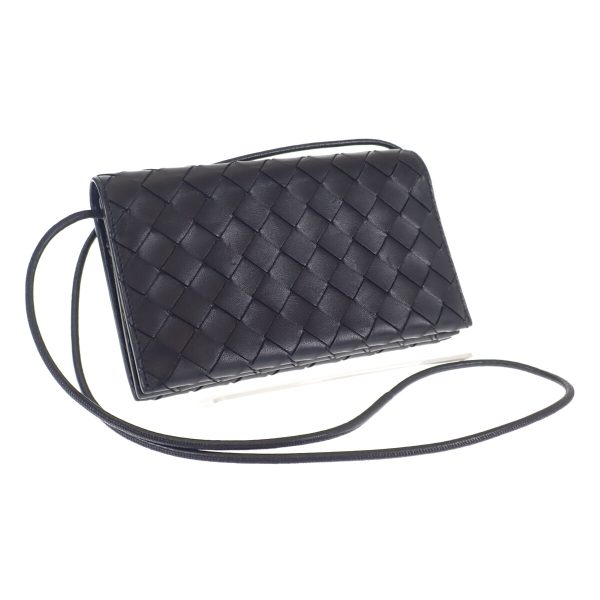 441699 01 Bottega Veneta Shoulder Wallet Intrecciato Black