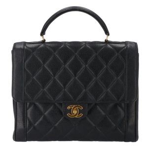 44196 1 Chanel Chevron V Stitch Caviar Skin Shoulder Bag Navy