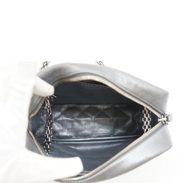 44202 5 Chanel 255 Matelasse Chain Shoulder Bag Black