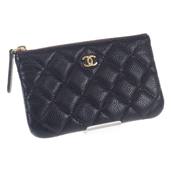 442124 01 Chanel Matelasse Classic Mini Pouch Caviar Black