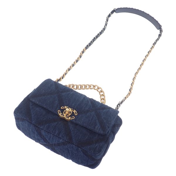 442252 02 Chanel 19 Handbag Shoulder 2way Denim Navy