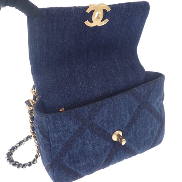 442252 07 Chanel 19 Handbag Shoulder 2way Denim Navy