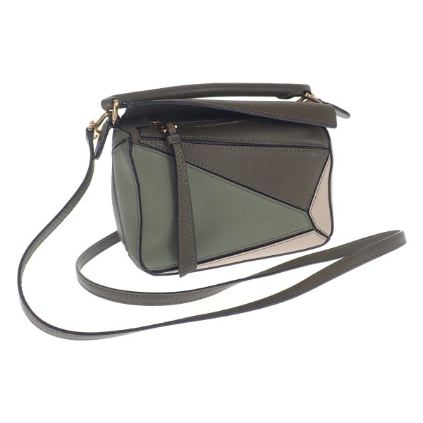 442265 01 Loewe Puzzle Handbag Shoulder Green Light Oats