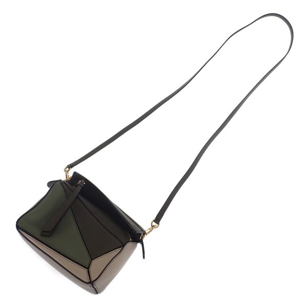 442265 10 Loewe Puzzle Handbag Shoulder Green Light Oats