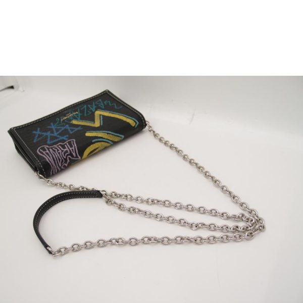 44240 4 Balenciaga Bazaar Graffiti Chain Bag Black